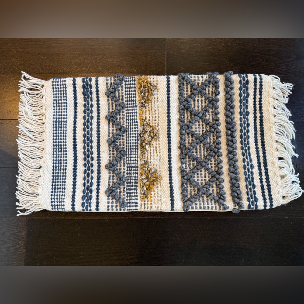 Arhaus Mahlin Ivory and Indigo Lumbar Pillow Cover